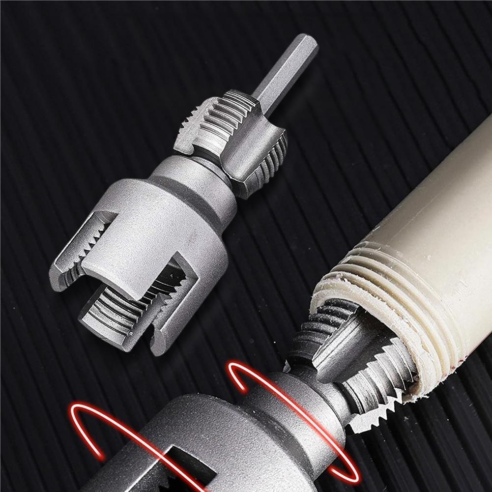 Pipe Thread Cutting Tool Electric Drill Compatible PVC Pipe Threader Kit 1/2IN 3/4IN Pipe Sizes Rethreading Tool