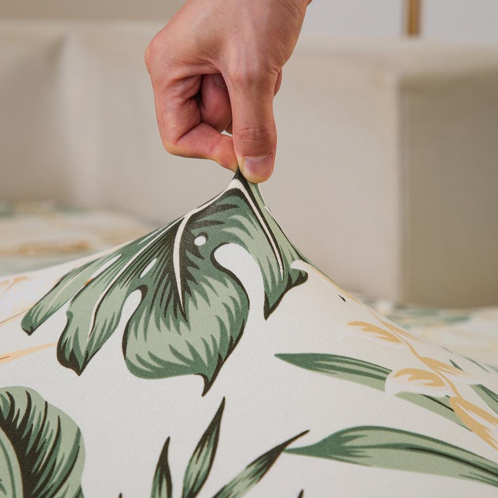 Tropical Rainforest Leaf Printed Milk Silk Sofa Cover, Elastic Sofa Cover, Dust-Proof And Detachable Sofa Cover