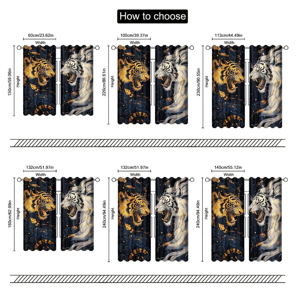 2pc Dragon vs Tiger Print Curtains – Rustic Farmhouse Style for Living Room & Dining Room (Rod Not Included)