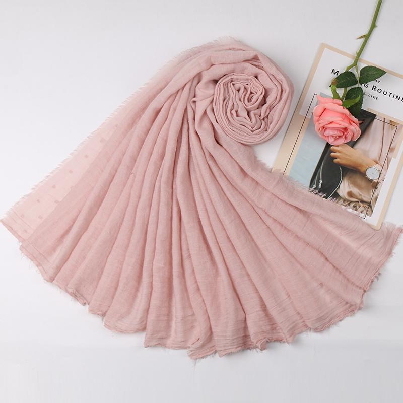 Однотонный хлопковый шарф Мусульманские женщины Хиджаб Хлопковый черный платок Длинные мягкие дышащие шарфы Головные повязки Платок Бандана Тюрбан Рамадан 180-90cm