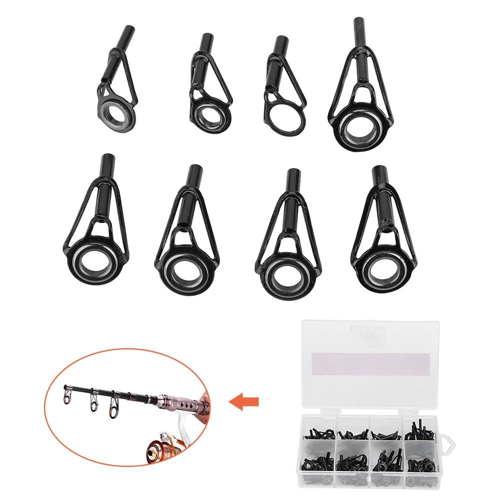 80 Stück Edelstahl 8 Größen Angelrutenringe Spitzen Ösenring Meeresangelrute Schnurführung