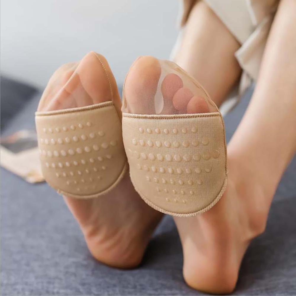 Silicone Dotted Girls Summer Invisible Socks Half Palm Socks Forefoot Insoles Women Hosiery