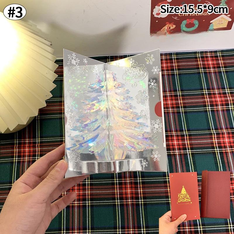3D Christmas Tree Greeting Cards Desktop Decor Xmas Party Pop Up Card Postcard for Kids 2025 New Year Home Decoration Supplies