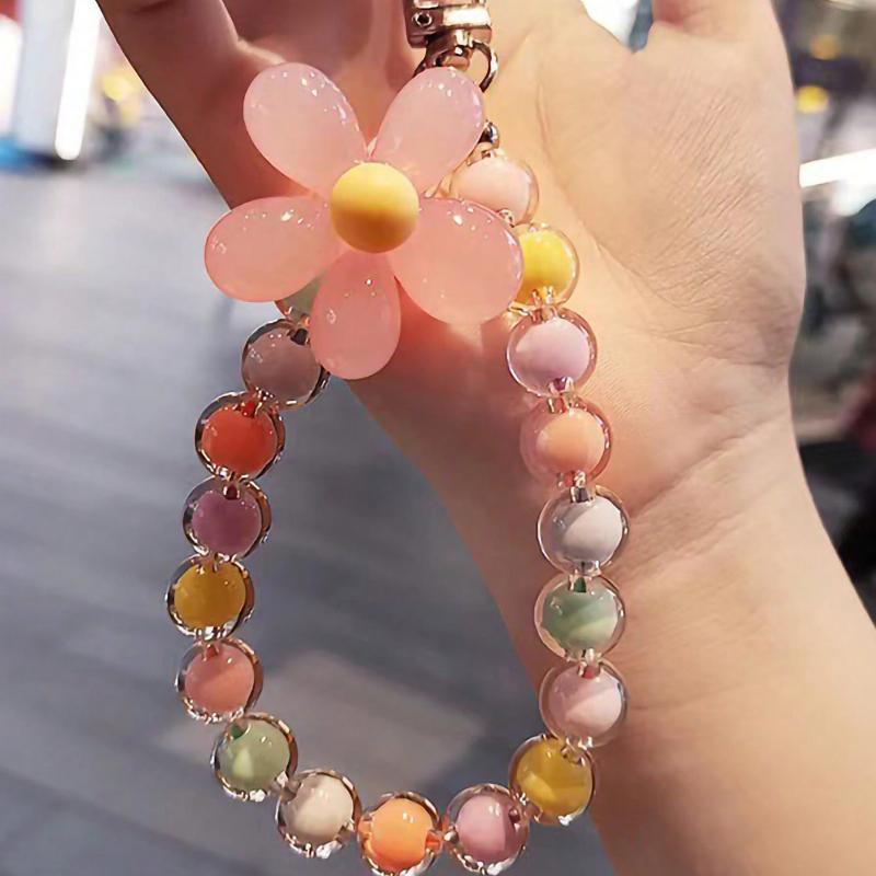 Multicolor Beaded Lanyard Handmade Flower Bead Phone Strap Bracelet Bag Pendant Keychain Inspired Summer Floral Bridesmaid Gifts Phone Charm
