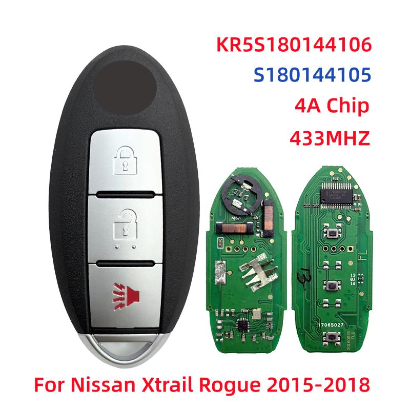S180144105 S180144106 S180144109 S180144110 KR5S180144106 Smart Key Fob 433MHz 4A Chip For Nissan Rogue X-Trail 2014-2021
