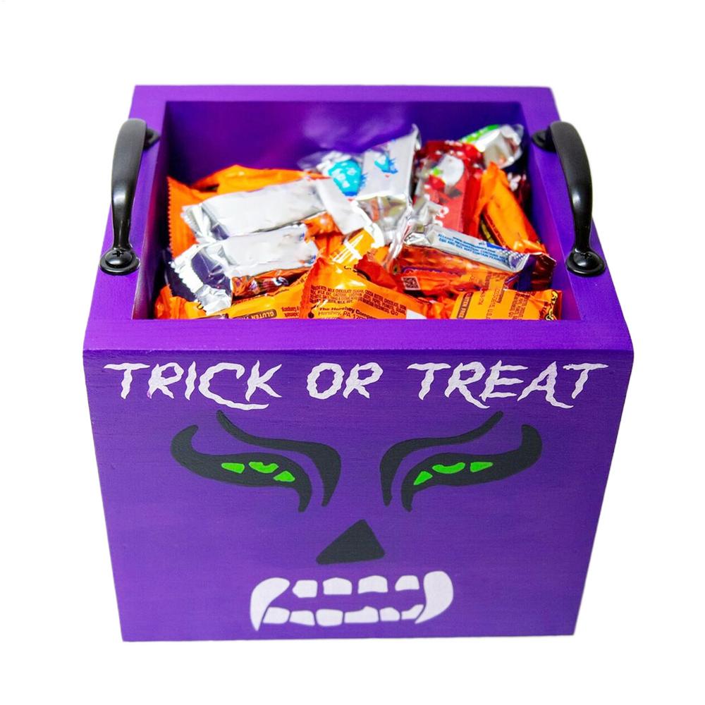 Halloween Boxes For Treats Wooden Square Candy Container Party Supplies For Kids Adults Holiday Family Gathering Classroom Home