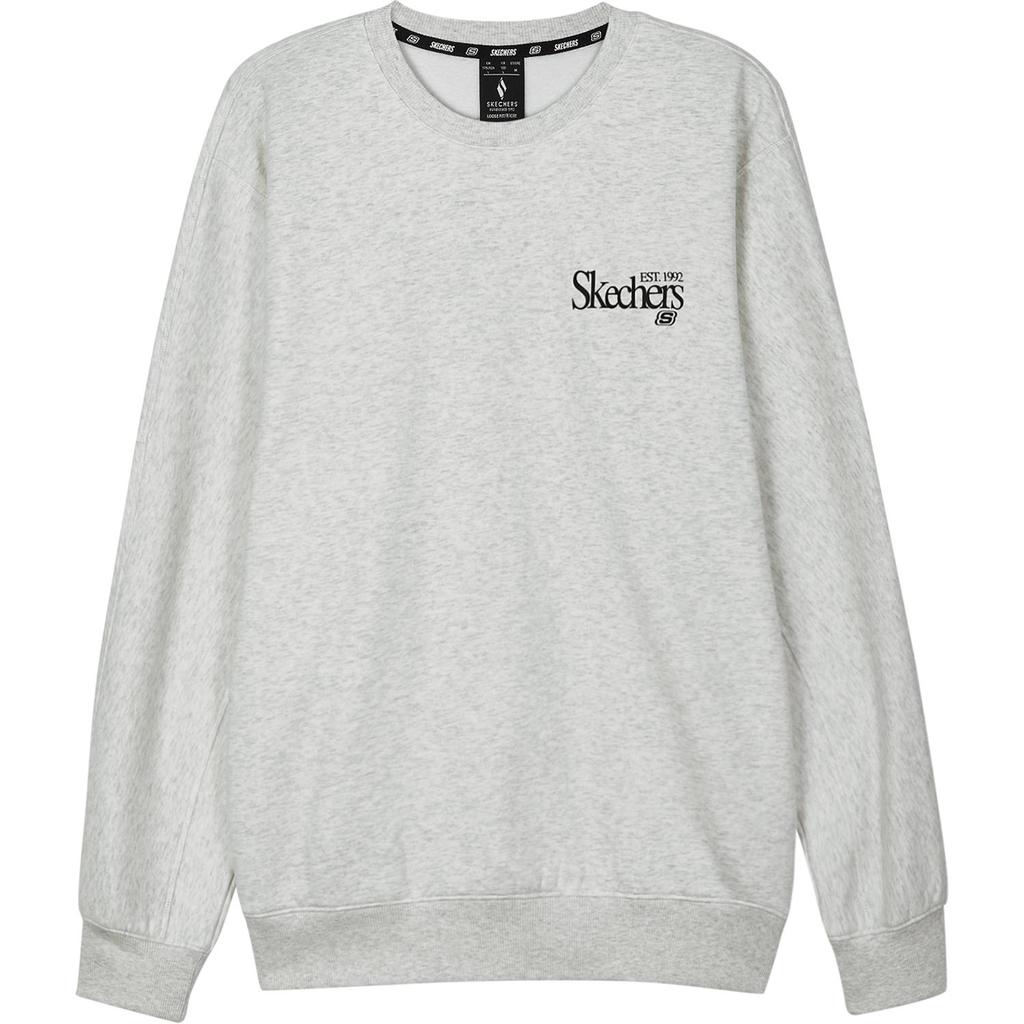 Skechers Logo Print Outdoor Casual Sports Crew Neck Pullover Sweatshirt Unisex sweatshirt Gray L324U109-0248