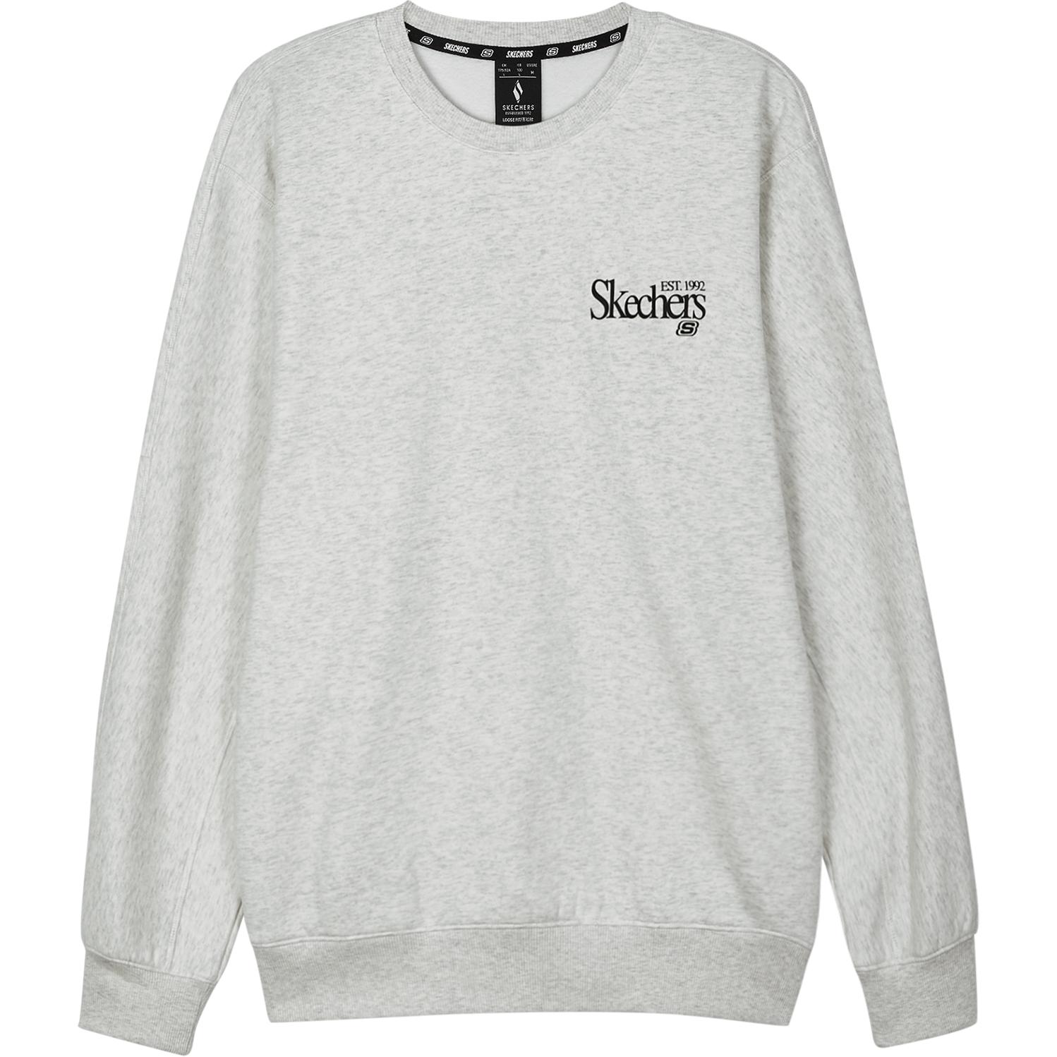 Skechers Logo Print Outdoor Casual Sports Crew Neck Pullover Sweatshirt Unisex sweatshirt Gray L324U109-0248 XS