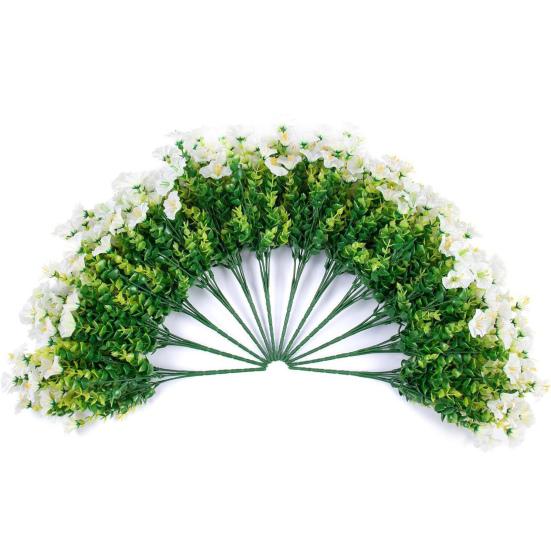 Artificial Morning Glory Flowers for Outdoor UV Resistant Faux Plastic Plants for Home Planter Porch Yard Window Decor