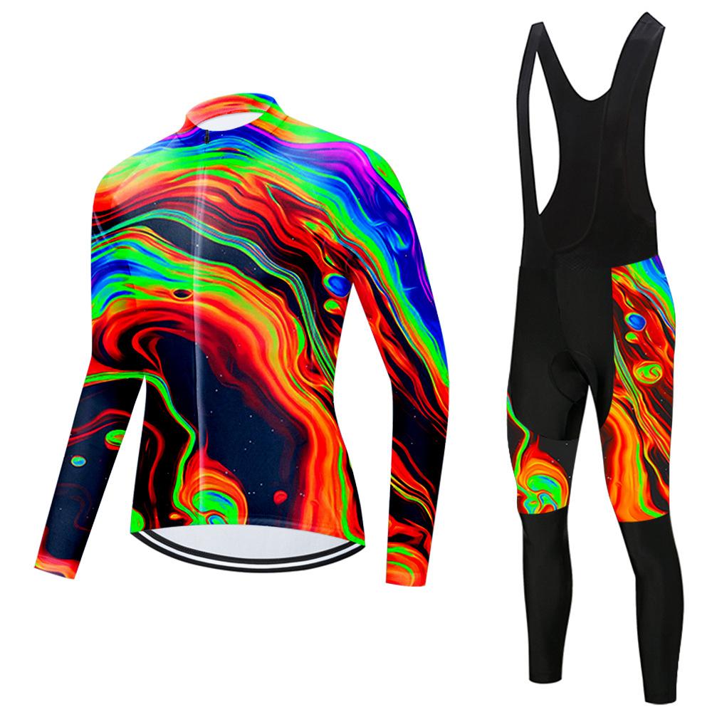 Set Long Sleeve Top Strap Pants Cycling Suit 2026 Autumn Breathable Cycling Suit Set