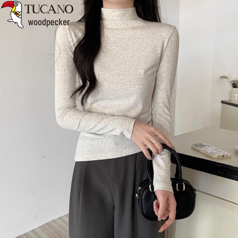 Woodpecker Women's Ribbed Mock Neck Slim Fit Cotton Long Sleeve Base Layer Top