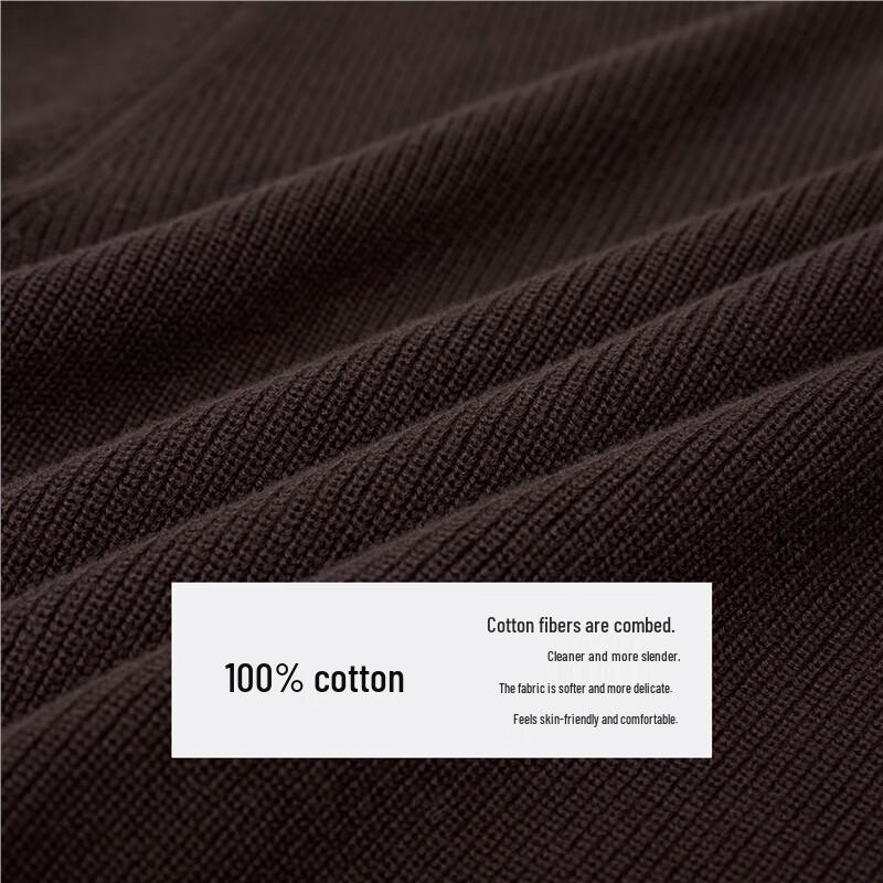 Giordano Men's Ribbed Combed Cotton Stand-up Collar Half-Zip Sweater