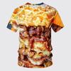 Nová legrační hamburger pizza 3D potisk trička Muži s výstřihem pro volný čas Tričko s krátkým rukávem Oversized Streetwear Dětská trička Topy Oblečení