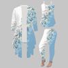 Plus Size Flower Print 3 Piece Outfit, Long Sleeve Open Front Cardigan Cami Top Leggings Set for Women