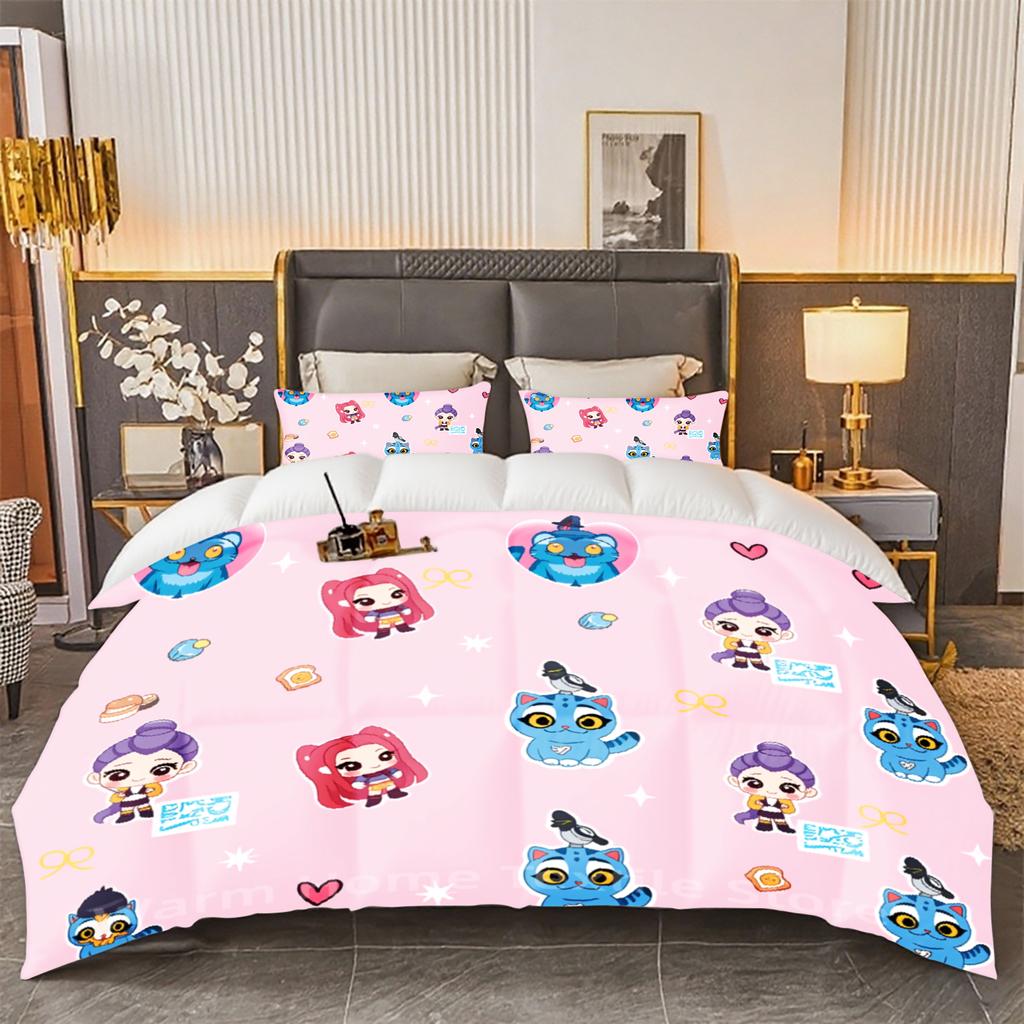 KPOP Bedding Set Demon-Hunters Duvet Cover Set Soft Single Twin Double Size Home Decor Birthday Gift For Girls Women Home Decor