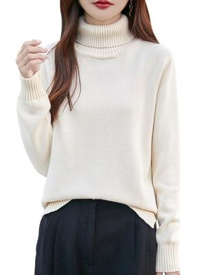 BN1 Select Cotton Knit Machine Long Size Size L Women's Sweater, Washable, High-Quality Fabric, Sleeve, Turtleneck, White, Off-White, L, BN296, OFF,