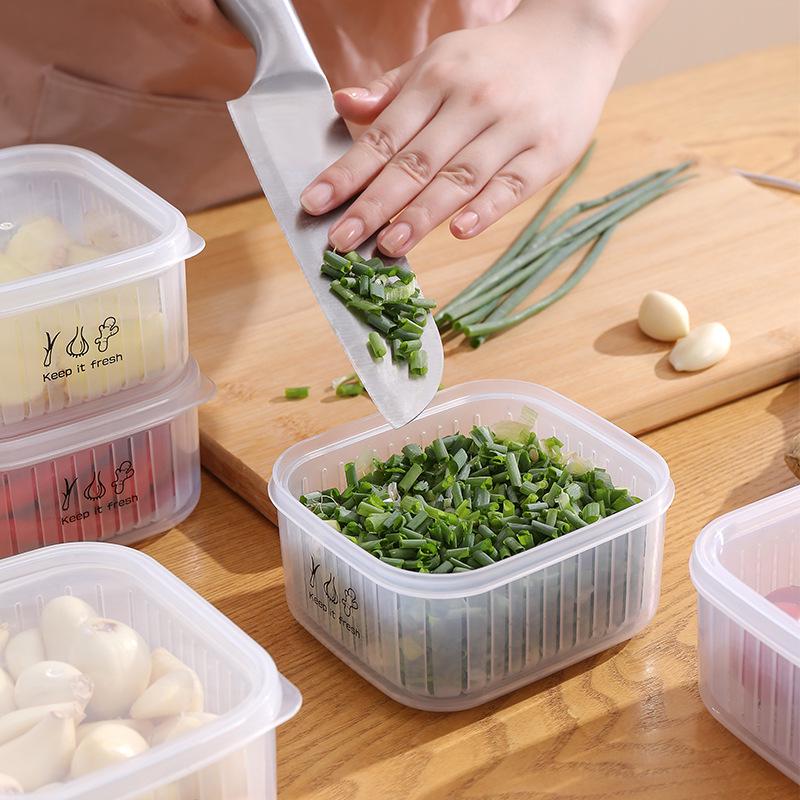 Transparent PP Kitchen Storage Box for Onions, Ginger, and Garlic - Fresh-Keeping Plastic Container for Fruits & Vegetables