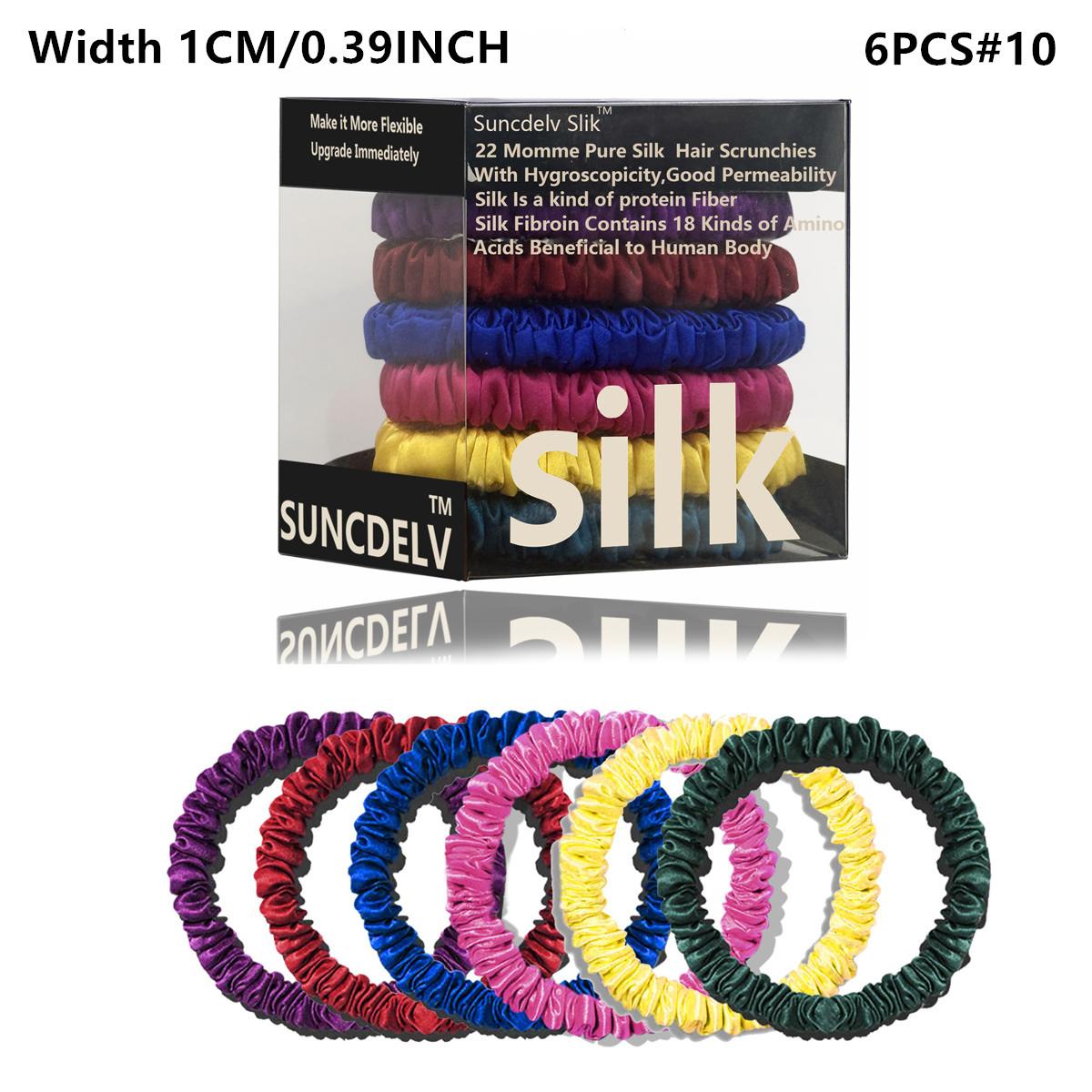 

100% Шелковые резинки для волос Шелковые резинки для волос Повязки для волос Тонкие резинки для хвоста Аксессуары для ухода за волосами 6 шт. в коробке Противоскользящие Уход за волосами