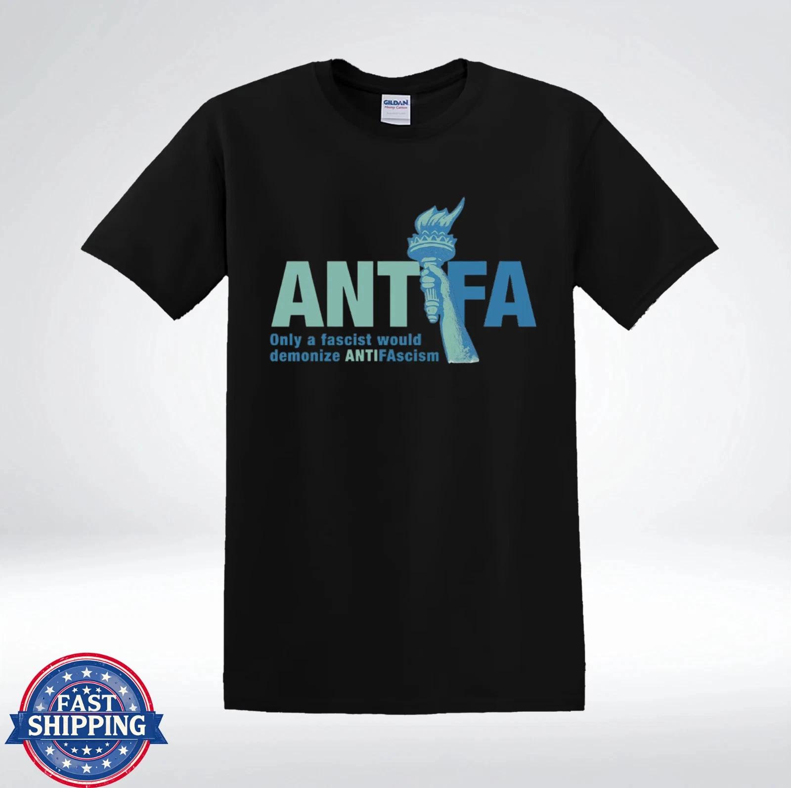 Antifa Liberty Torch Anti Fascism Political Statement T-Shirt HOT ITEM XS