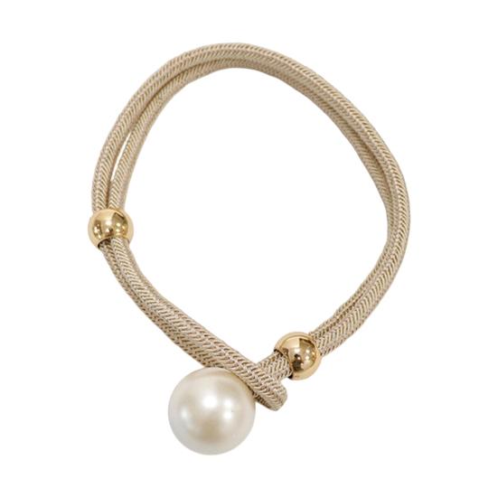 1Pc Faux Pearl Curtain Tieback, Woven Rope Adjustable Curtain Holder, Stylish Bead End Draperies Holder for Living Room Bedroom Bathroom Dormitory