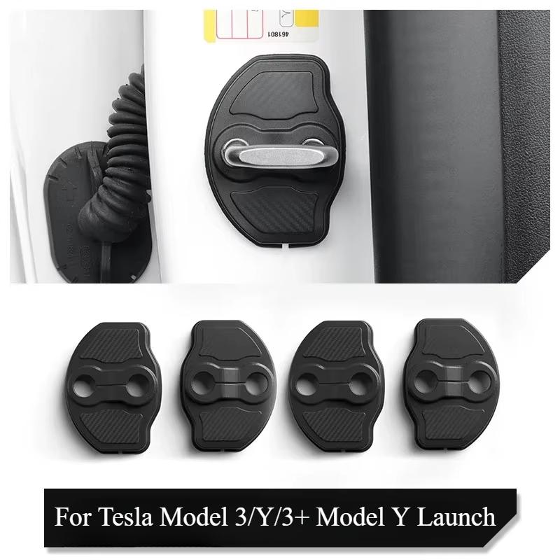 4PCS Door Lock Cover for Tesla Model 3/Y/3+ Model Y Juniper 2025 Car Door Latch Protection Cover Limiter Buckle Car Accessories