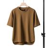 T-shirt Manches Courtes Lourd Uni Casual Homme, Col Rond, Coupe Ample, Grandes Tailles, Style Américain pour Printemps/Été