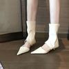 Breathable cool boots pointed low heel short boots thin elastic summer