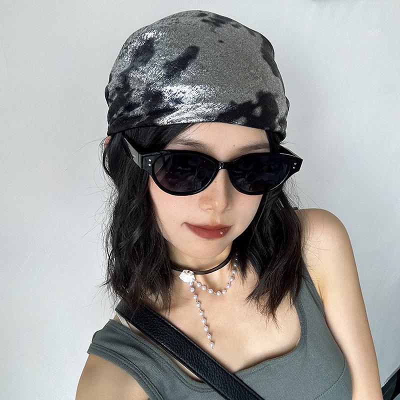 Luochi Black Leather Retro Y2K Headscarf & Bustier for Women