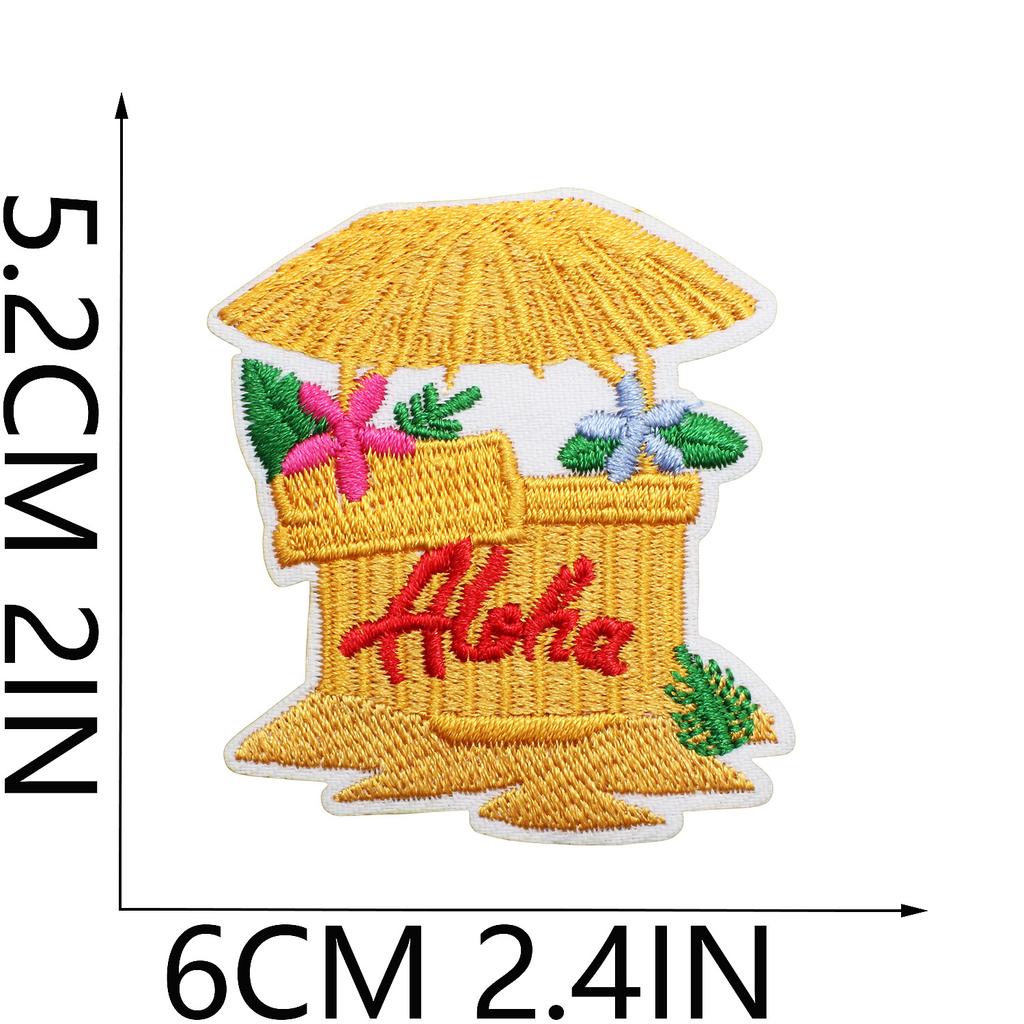 Cabin Embroidery Cloth Sticker Hawaii Travel Decoration Patch Sticker Yay Tree Pineapple Computer Embroidery Patch Flamingo