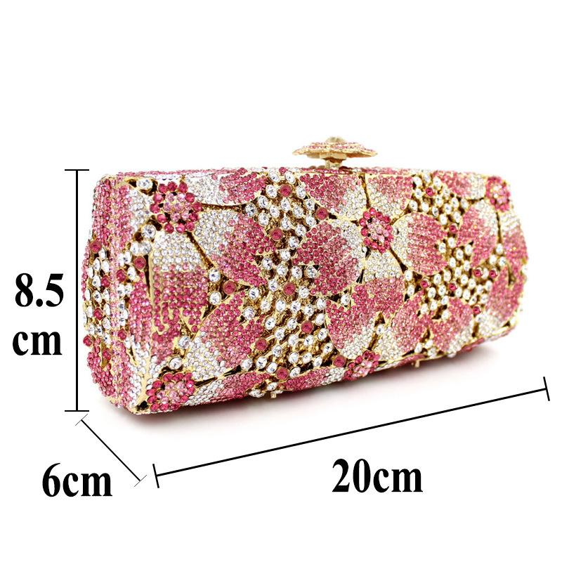 Borsa da Festa Lusso Multi Fiore Cristallo Donna Regalo Sposa Pochette Strass Borsa Marca Floreale Diamante Borse da Sera