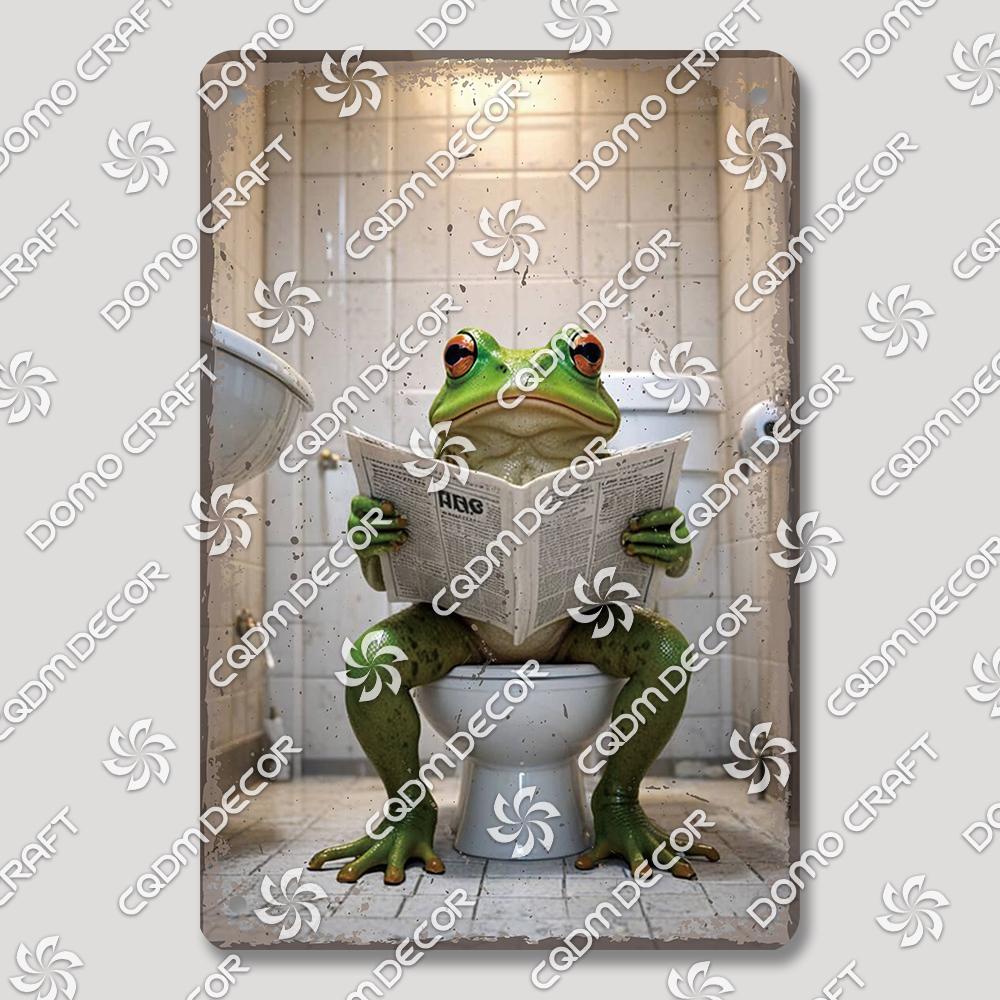 Funny Toilet Tin Sign Vintage Metal Poster Rabbit Raccoon Cat Dog Metal Plates Retro Wall Decor for Cafe Bathroom Home