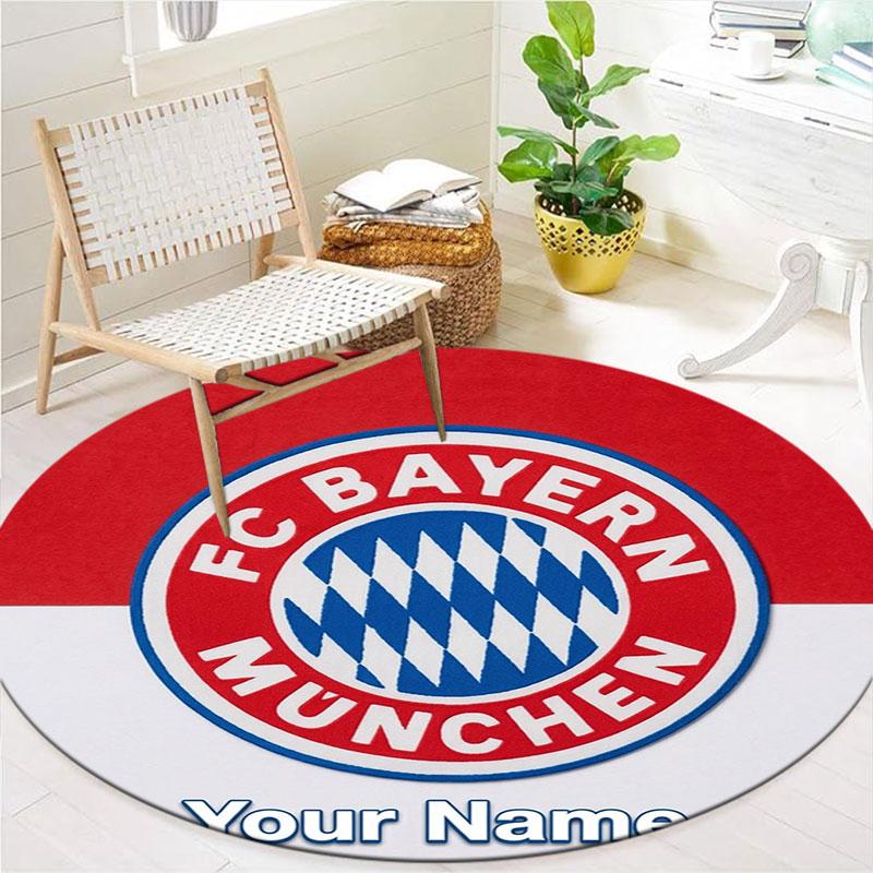 FC Bayern Munchen Custom Name Round Area Rug,Carpet Rug for Living Room Bedroom Sofa Playroom Decor,Non-slip Floor Mat