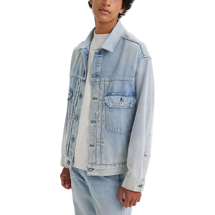 Levis Solid Color Button-Down Long Sleeve Denim Jacket Men Jackets Blue 21261-0026
