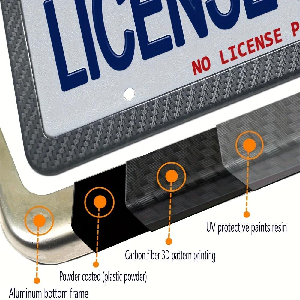 Czarny Wzór Włókna Węglowego Plastikowa Ramka na Tablicę Rejestracyjną Włókno Czarne Aluminiowy Metalowy Uchwyt na Tablicę Samochodową Nakrętka Śruby Koła Uniwersalny Amagi