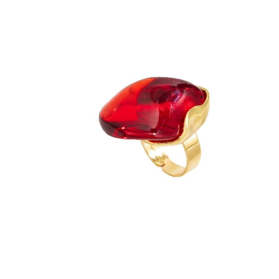 European and American jewelry retro translucent amber smudge ring geometric special-shaped resin design feeling ring woman