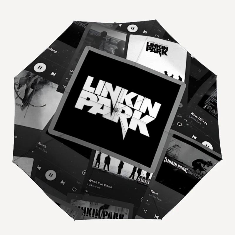 

1 шт. Складной портативный зонт Linkin Park с автоматическим открытием/закрытием и 8-реберной конструкцией для женщин/мужчин, для использования в любое время года a0901115