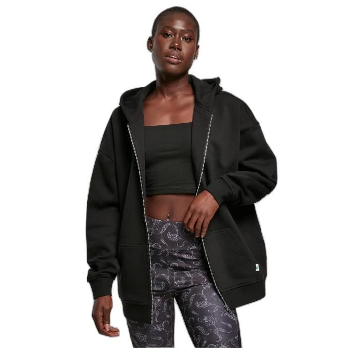 Sweatshirt à capuche zippé oversize femme Urban Classics - noir - S