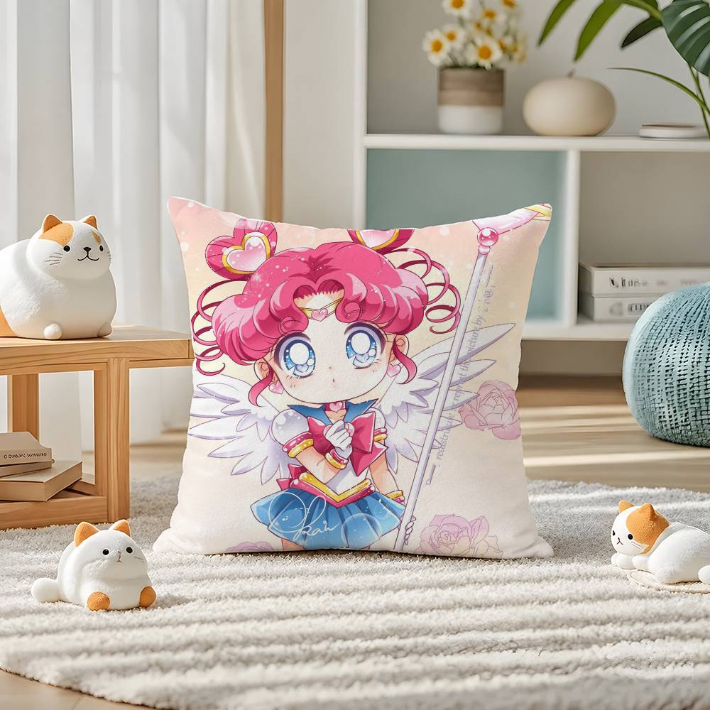 Sailor Moon Sailor Jupiter Anime Plush Pillow Cover Soft Short Plush Cushion Cover For Sofa Bedroom Home Decor Gift Decoration