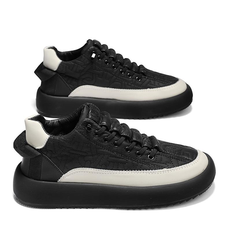 

Мода 2024 года, новая весенняя корейская версия, модные черные туфли для спорта и отдыха для мужчин, универсальная модная обувь на толстой подошве 39 черный белый