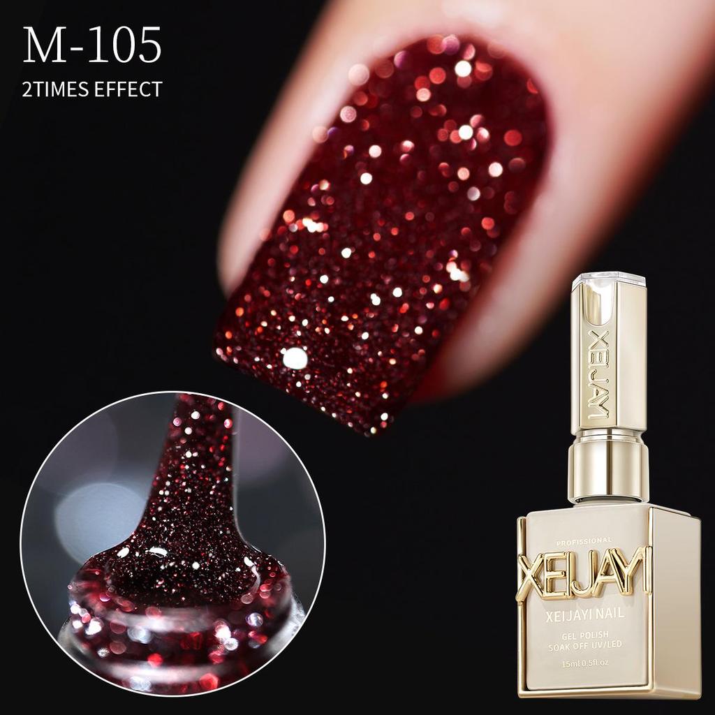 2025 Celeb Fave Wine Red Diamond Glitter Nail Gel Set