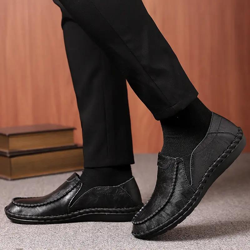 Leather Men Shoes Casual Luxury Brand Formal Mens Loafers Moccasins Italian Breathable Slip Male Boat driving Shoes Plus Size
