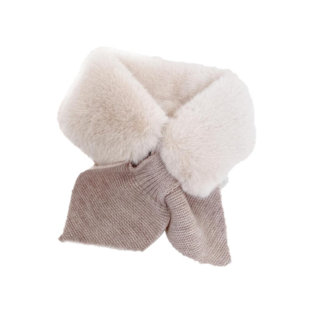Children's Scarf Solid Color Bow Warm Plush Bib For Autumn Winter