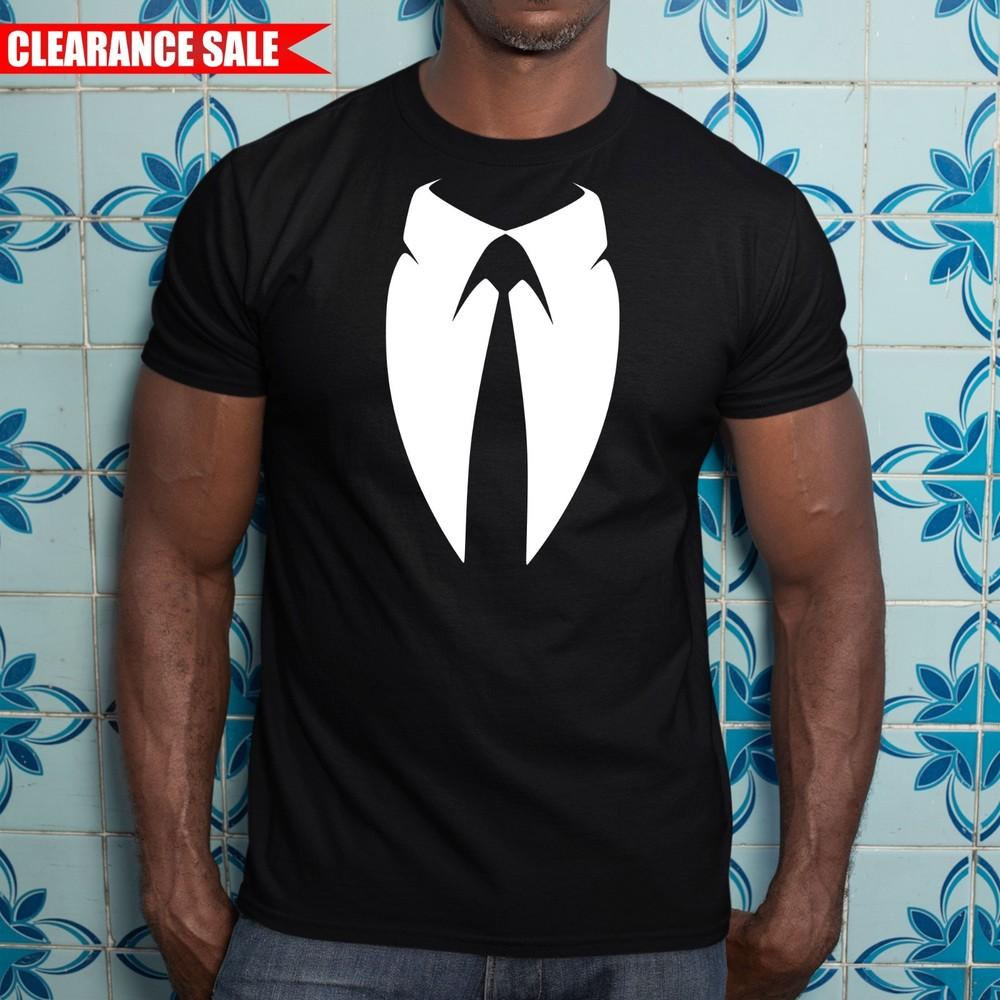 

Tie With Collar Tuxedo Printed T Shirt Funny Party Gift 100% Cotton Mens Tee Top 4XL