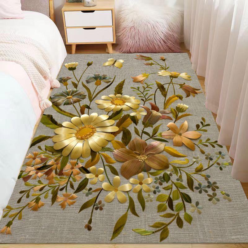 Bedroom Carpet Bedside Strip Floor Mat Small Fresh Flower Bay Window Mat Living Room Bathroom Floor Mat