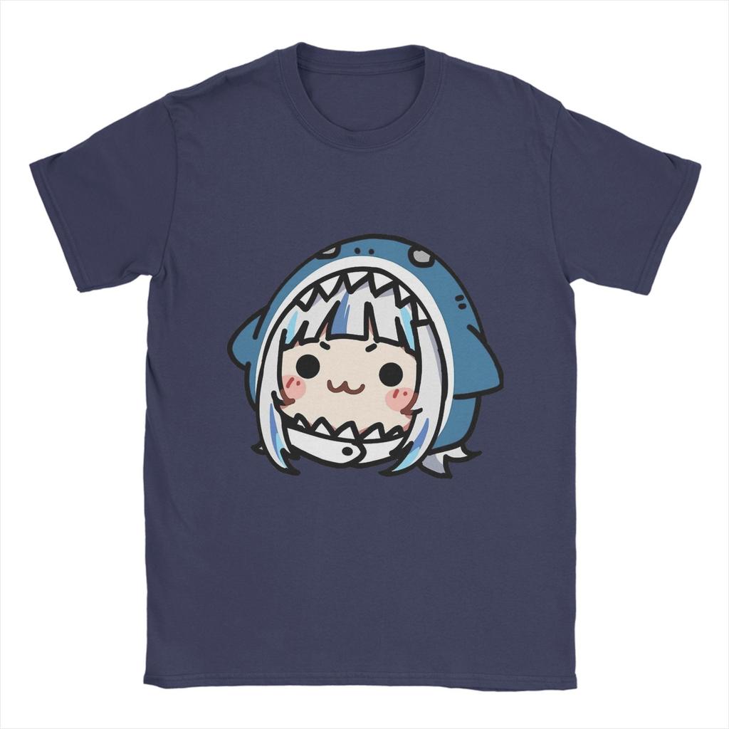 Gawr Gura Chibi T Shirt Beach  Hip Hop T-Shirts Men Pure Cotton Comfortable Oversized Clothes Short-Sleeved Y2K Funny Tshirt