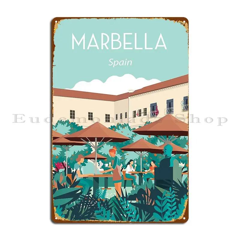 Marbella Spain Andalucia Travel Poster Vintage Travel Art Metal Sign Painting Club Custom Printed Wall Mural Tin Sign Poster