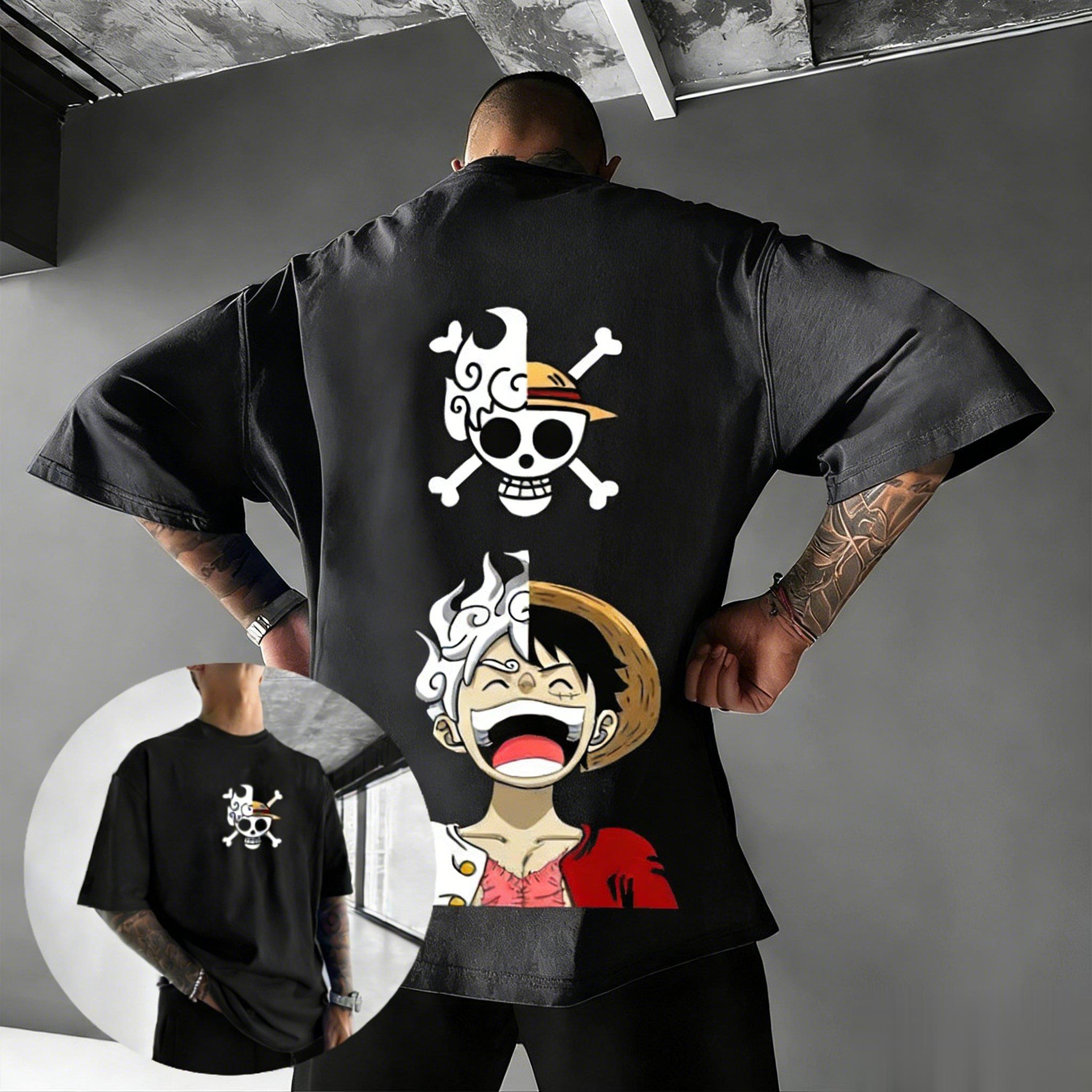 

Найновіша футболка з аніме One Piece із зображенням Монкі Д. Луффі в капітанському кашкеті, піратським візерунком, для чоловіків та жінок XL