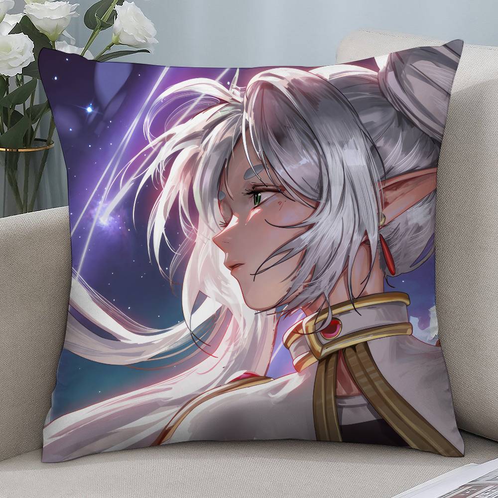 Anime F-Frieren Cute Girl Pillow Case Short Plush Double-sided Print Square Throw Pillow Covers Sofa Home Cushion Decor