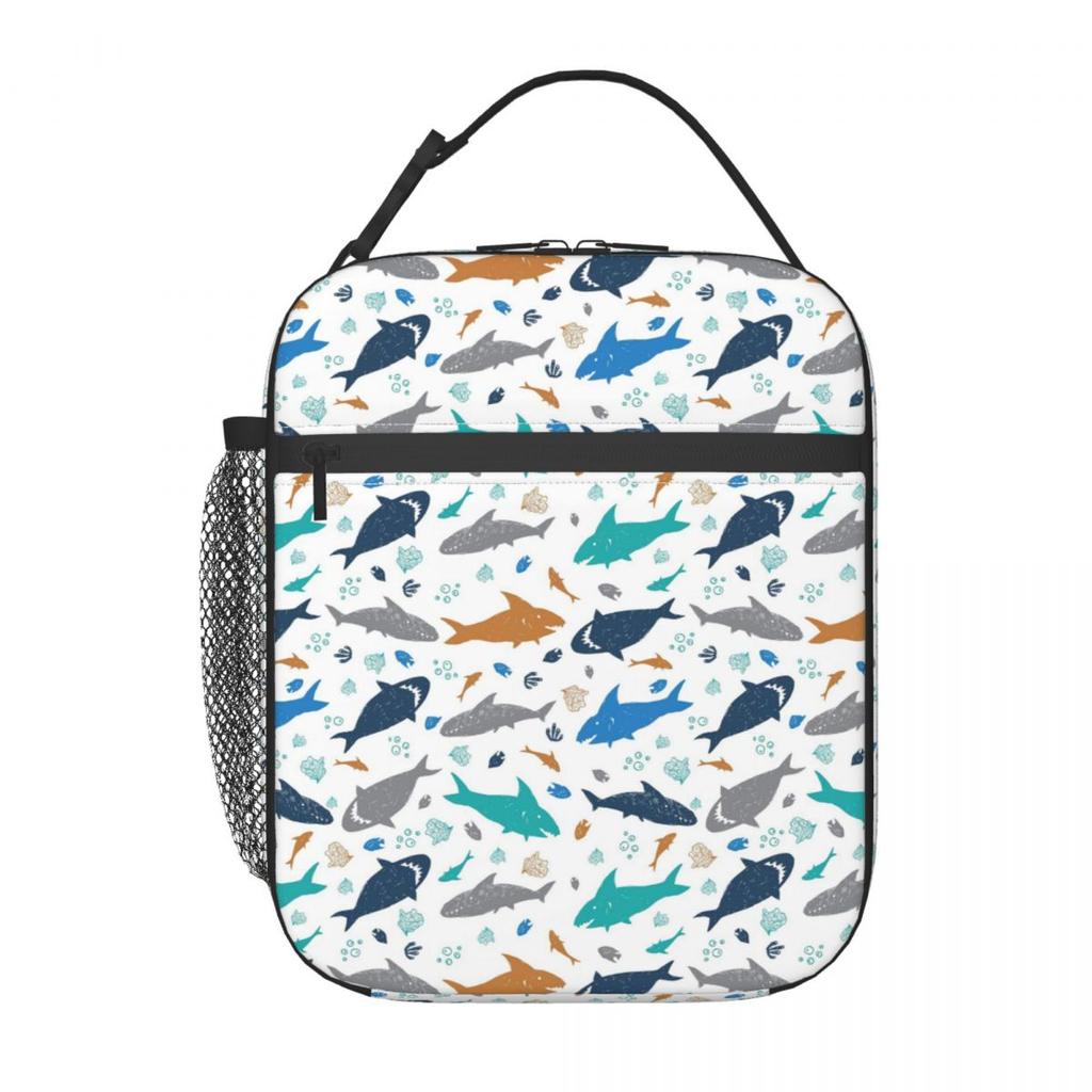 Cartoon Great White Shark Insulated Lunch Bag for Kids School Cooler Thermal Food Box Tote Portable Lunch Boxes Container