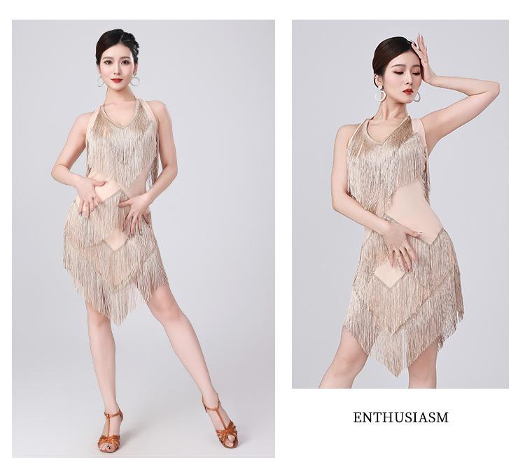 V-Neck Fringe Latin Dance Dress: Sexy Party, Prom, and Performance Costume